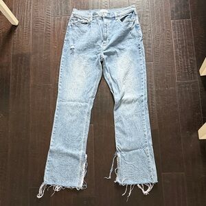 pistola Light Blue Flare Jeans with Distressed Hem